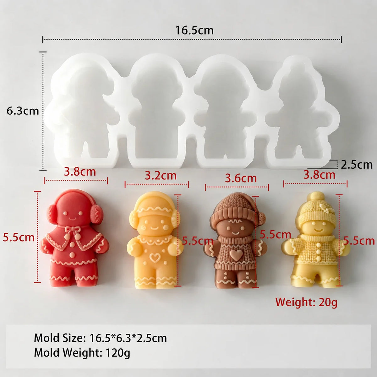 3D Christmas Gingerbread Man Silicone Candle & Baking Mold
