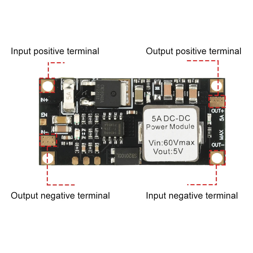 DC-DC Buck Converter 6.5–60V to 5V/12V, 5A, 96% Efficiency