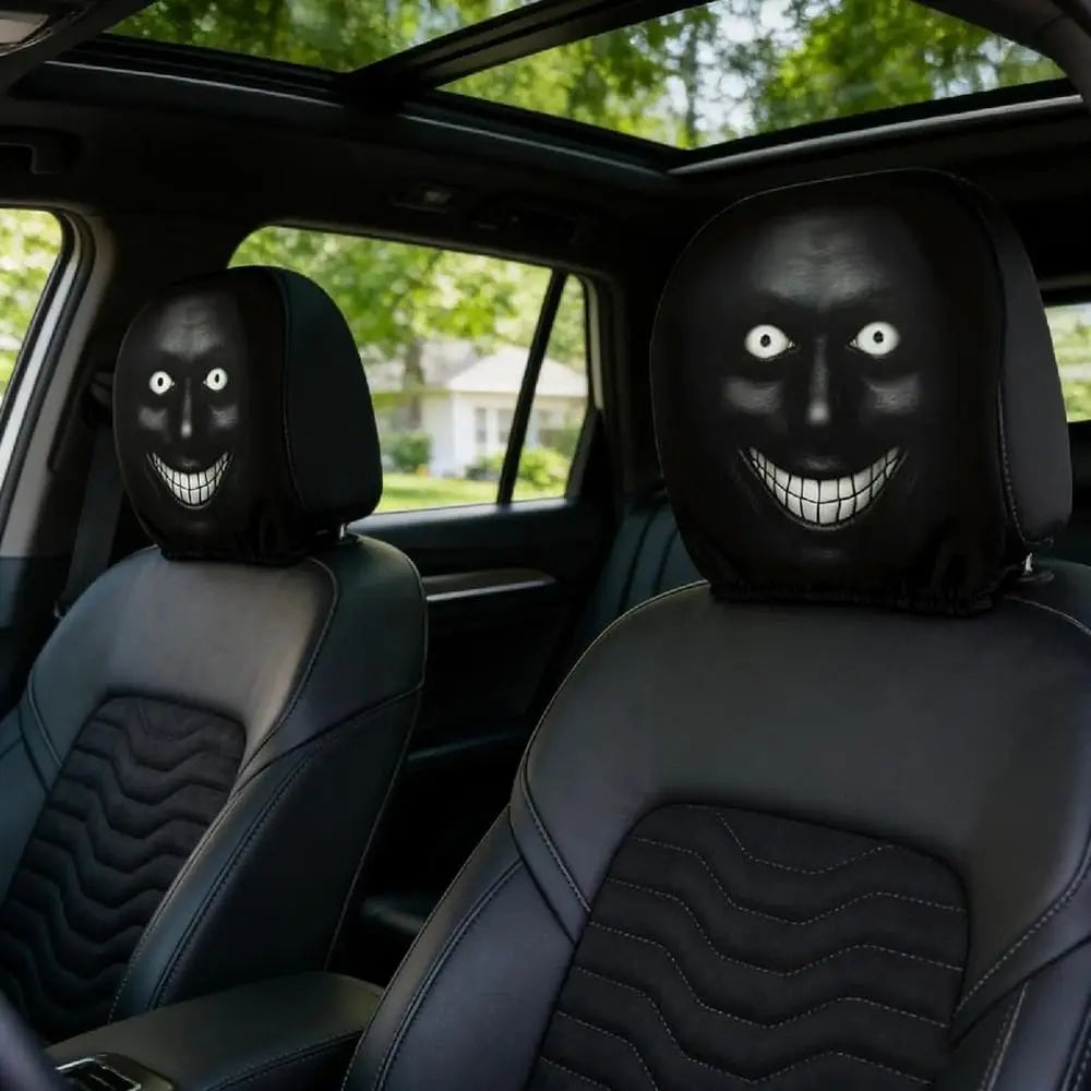 2-Pack Halloween Ghost Face Car Headrest Covers | Elastic Fit