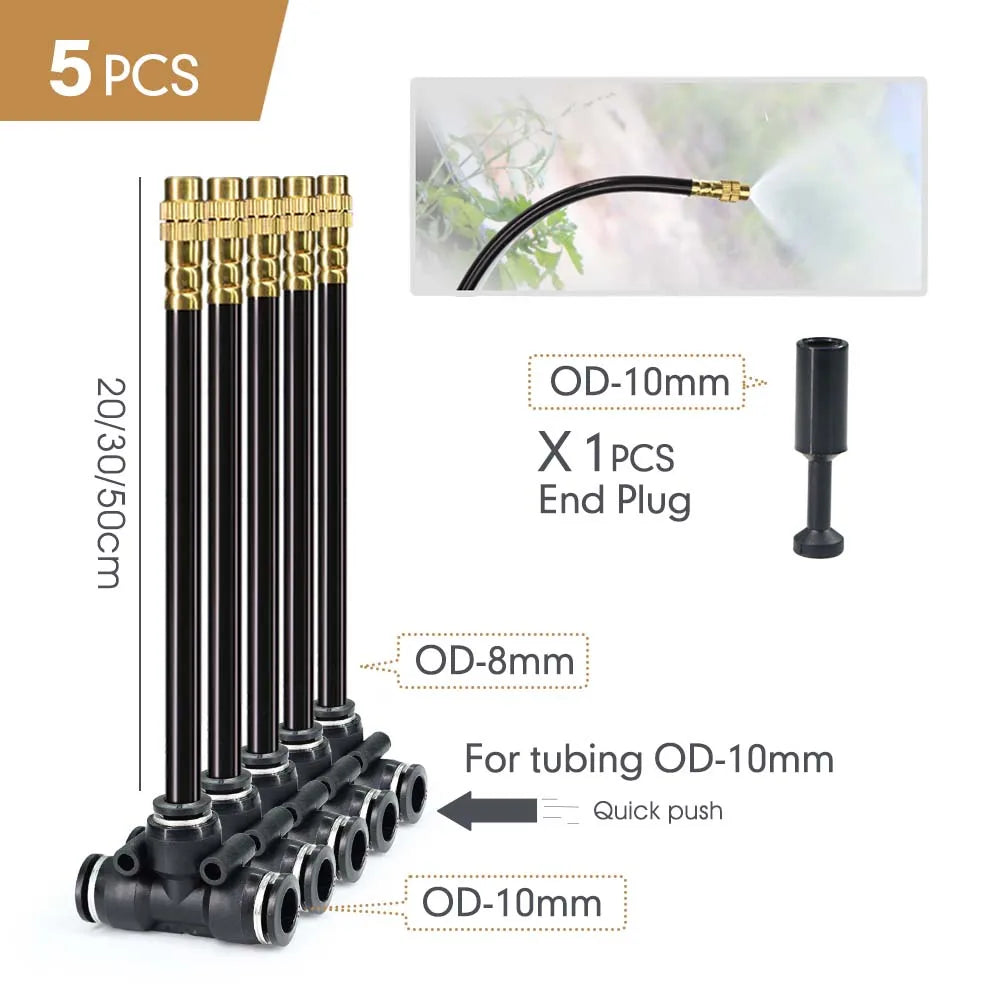 Flexible Misting Nozzle Set – Brass Atomization Spray 20/30/50cm