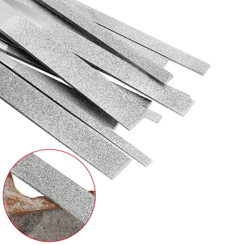 12-Pc Diamond Flat Taper Files CF-400 | Metal & Glass Grinding