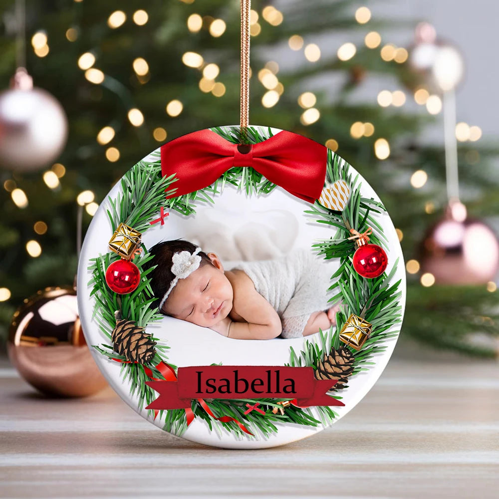 Personalized Baby's 1st Christmas Ceramic Photo Ornament