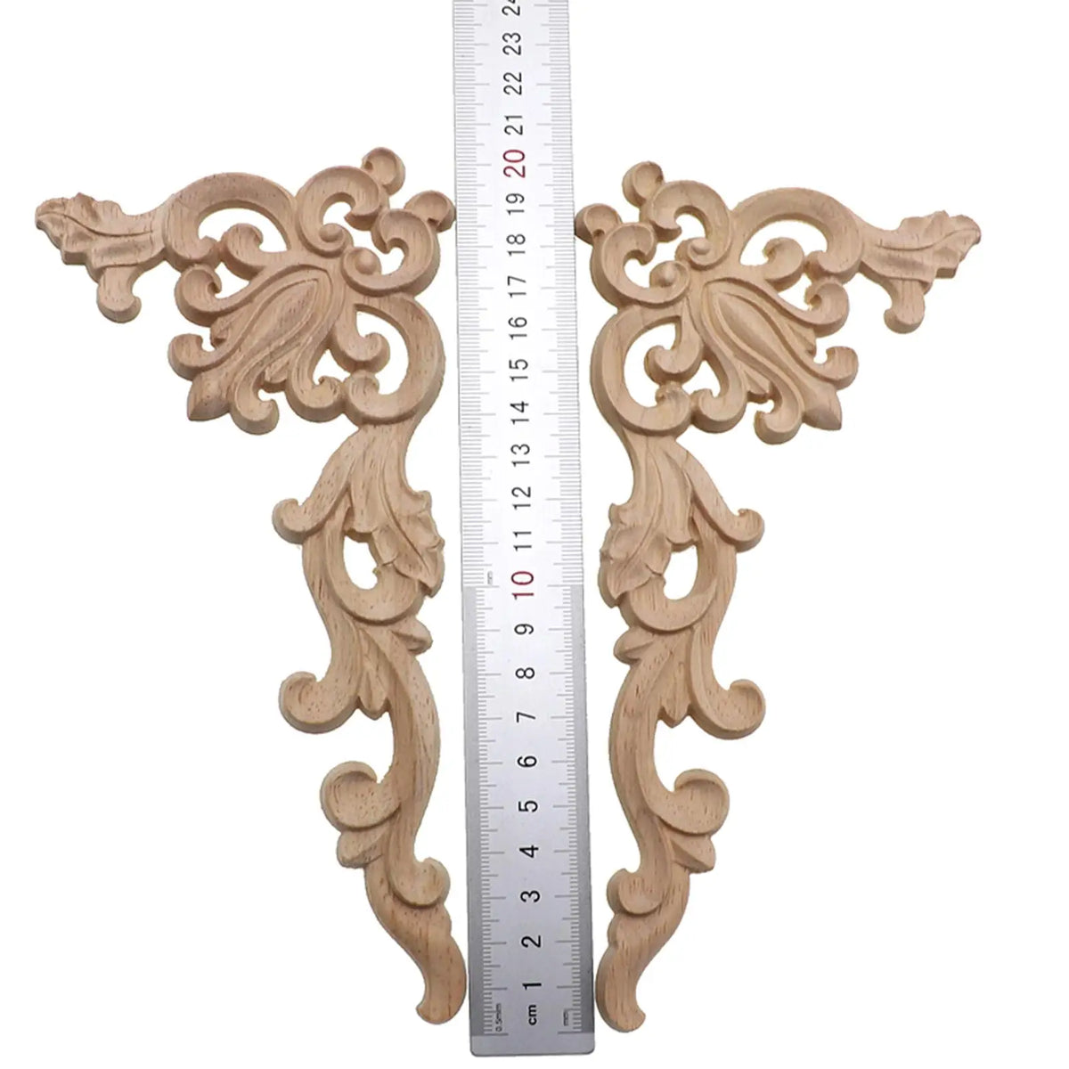 Wood Carved Applique Corner Onlay | 4-Pack Floral Décor