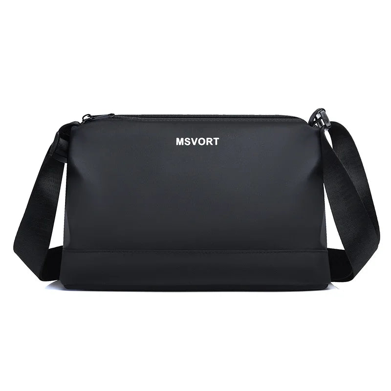 Men's Lightweight Oxford Crossbody Shoulder Bag – Black