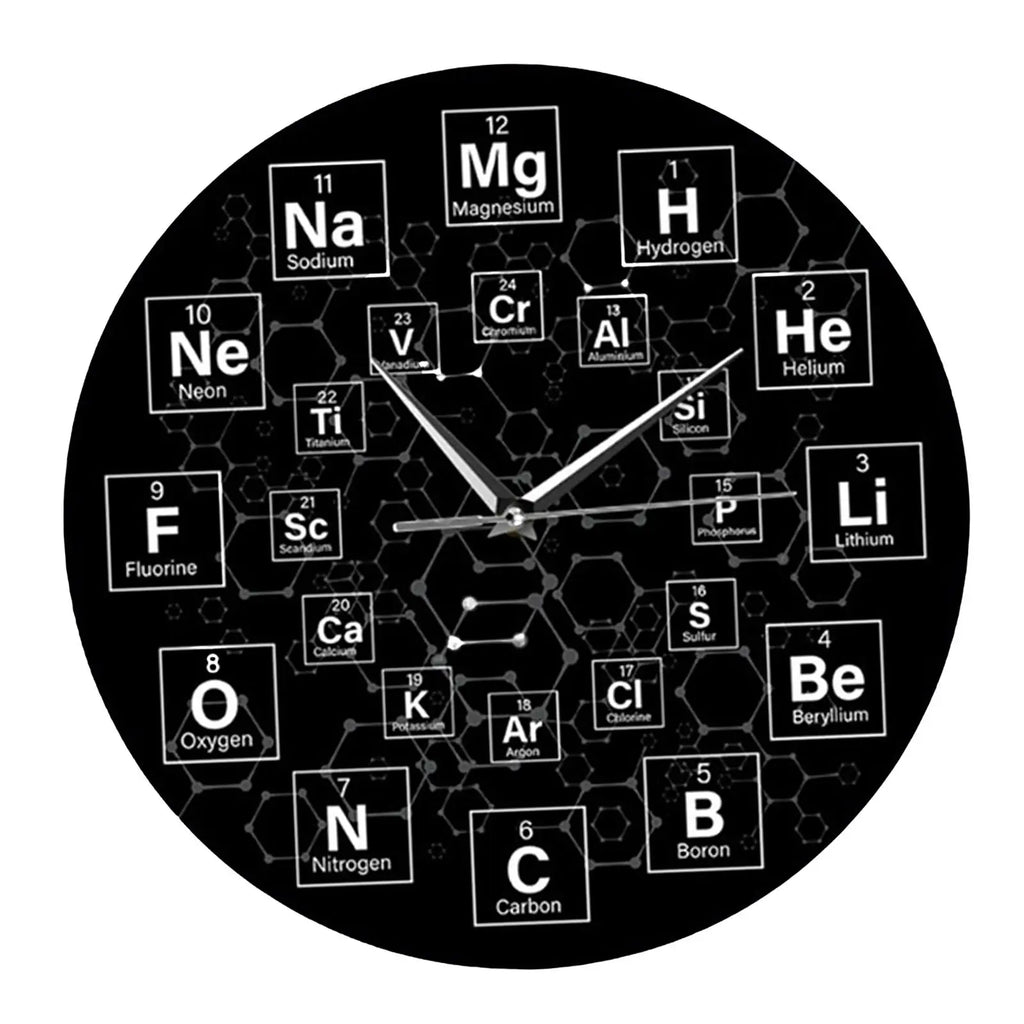 Periodic Table Wall Clock – Silent Non-Ticking Science Décor