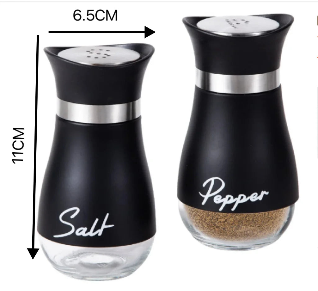 Glass Salt & Pepper Shaker Set – Rotatable 2-Pc Spice Jars