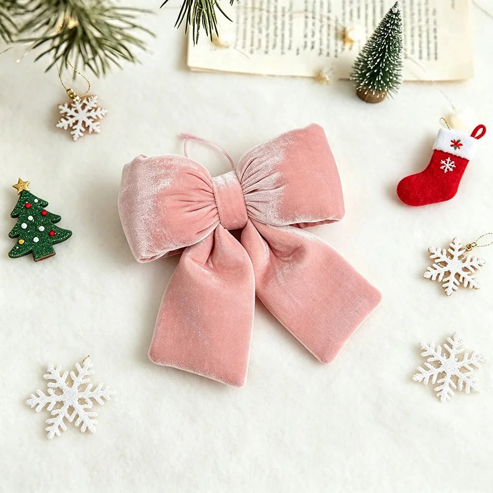 Velvet Bowknot Christmas Ornament – 3 Sizes | Xmas Tree Bow