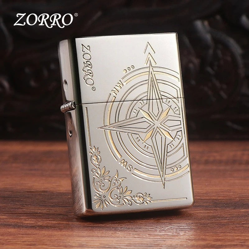 ZORRO Nickel Carving Windproof Lighter – Love Compass Design