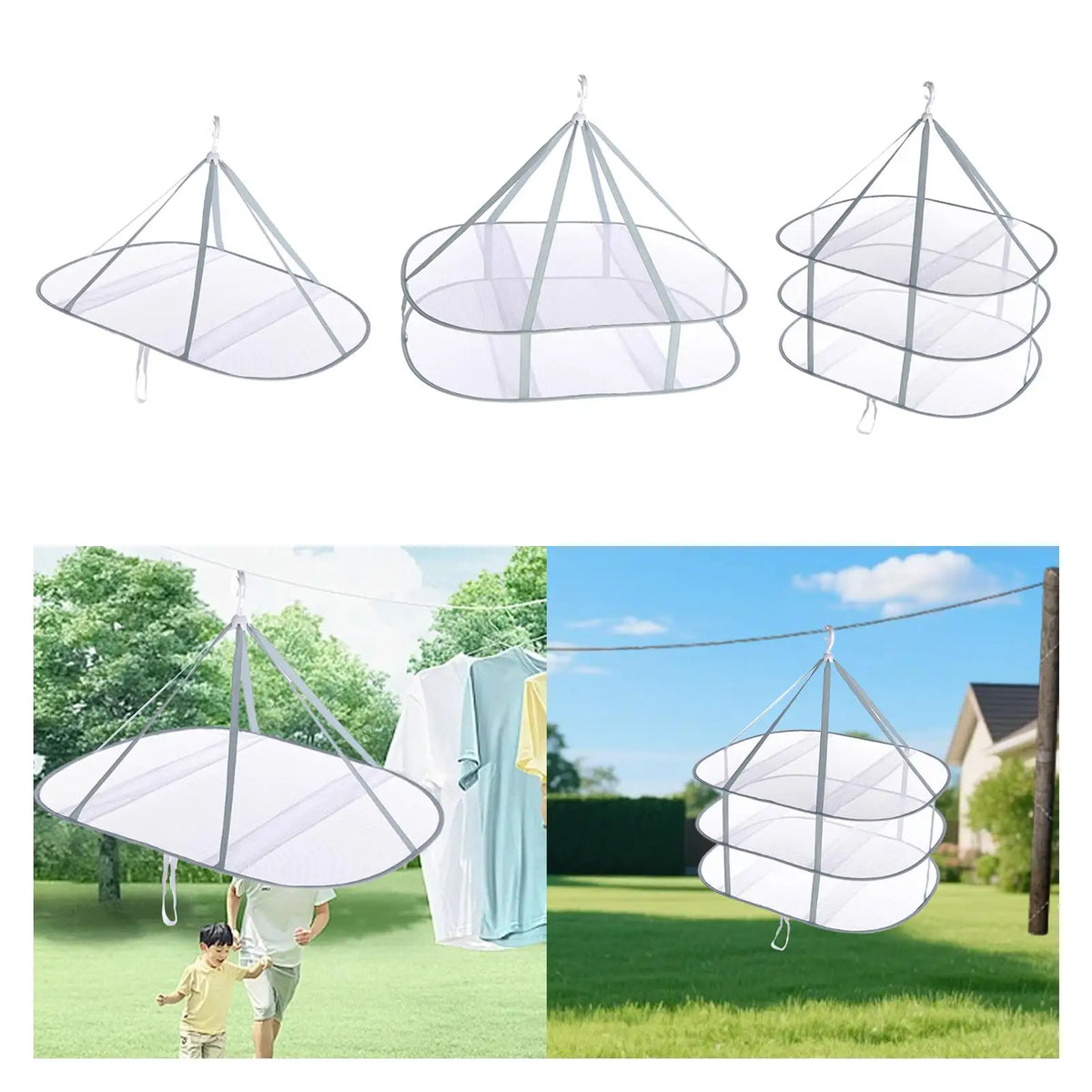 Foldable Mesh Sweater Drying Rack | Hanging Net Steel Frame