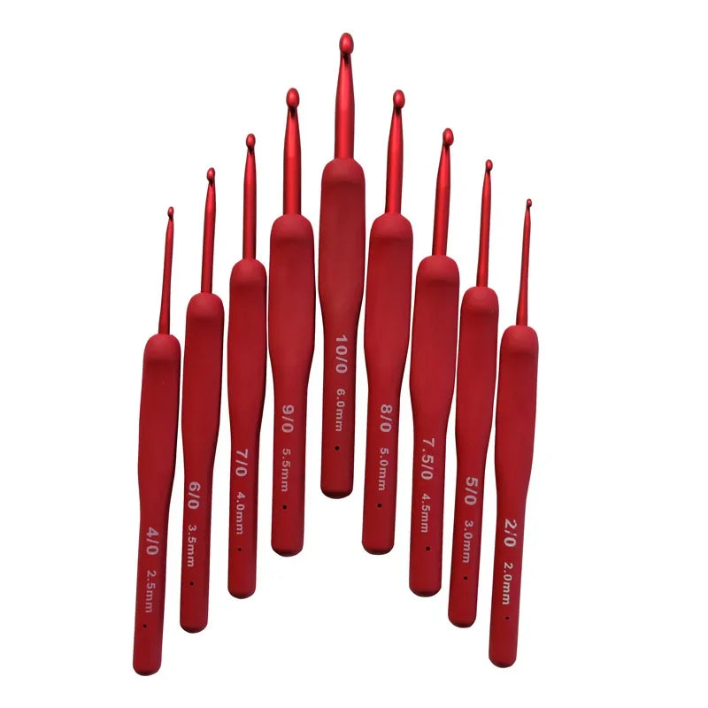 9-Piece Aluminum Crochet Hook Set with Silicone Handles