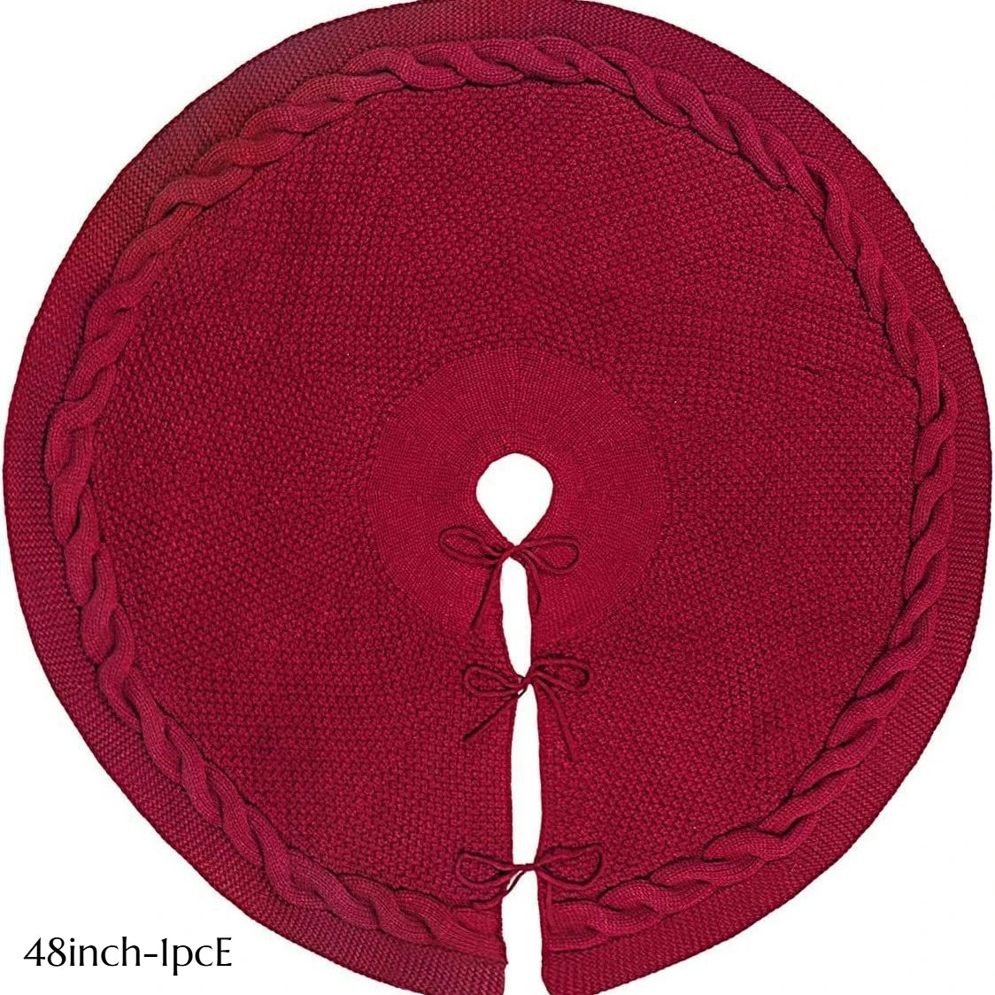 Vintage Red & White Christmas Tree Skirt | Thick Polyester
