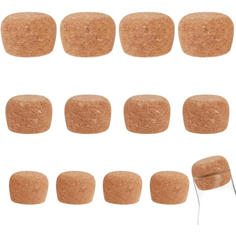 12-Piece Wooden Tapered Cork Bottle Stoppers – 3 Sizes