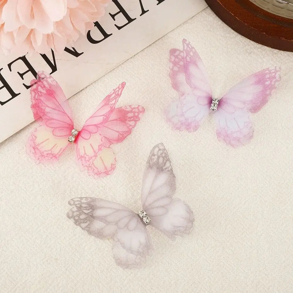 50Pcs 3D Organza Butterfly Appliques – Gradient Chiffon Patches