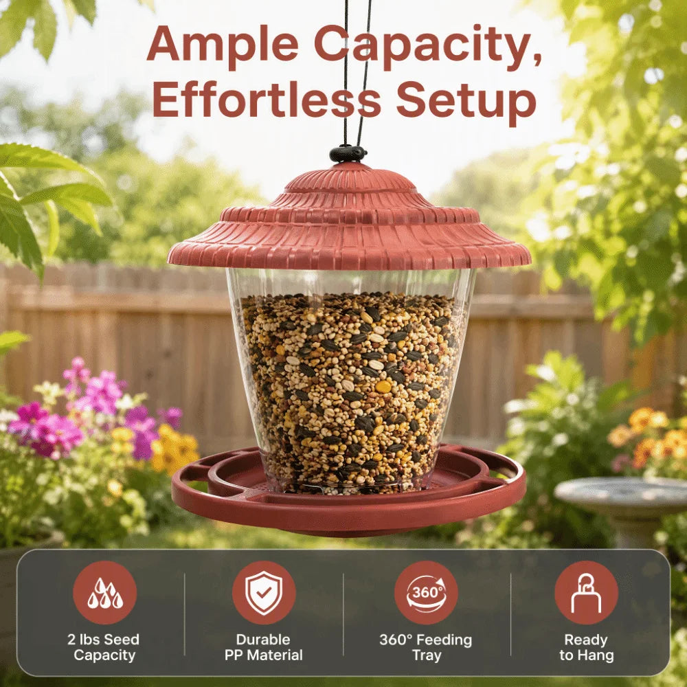 Hanging Bird Feeder – Transparent PP 600ml Seed Container