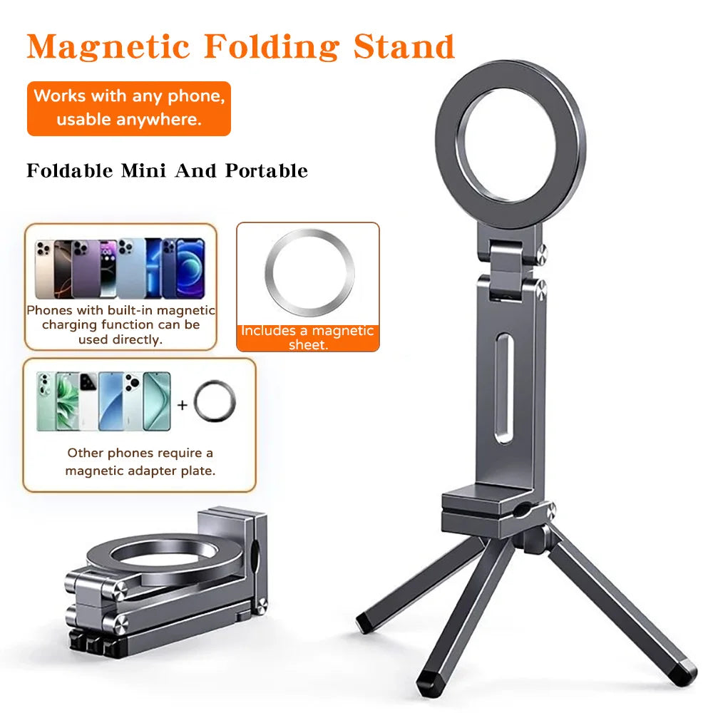 360° Magnetic Foldable Mini Tripod Stand for MagSafe Phones