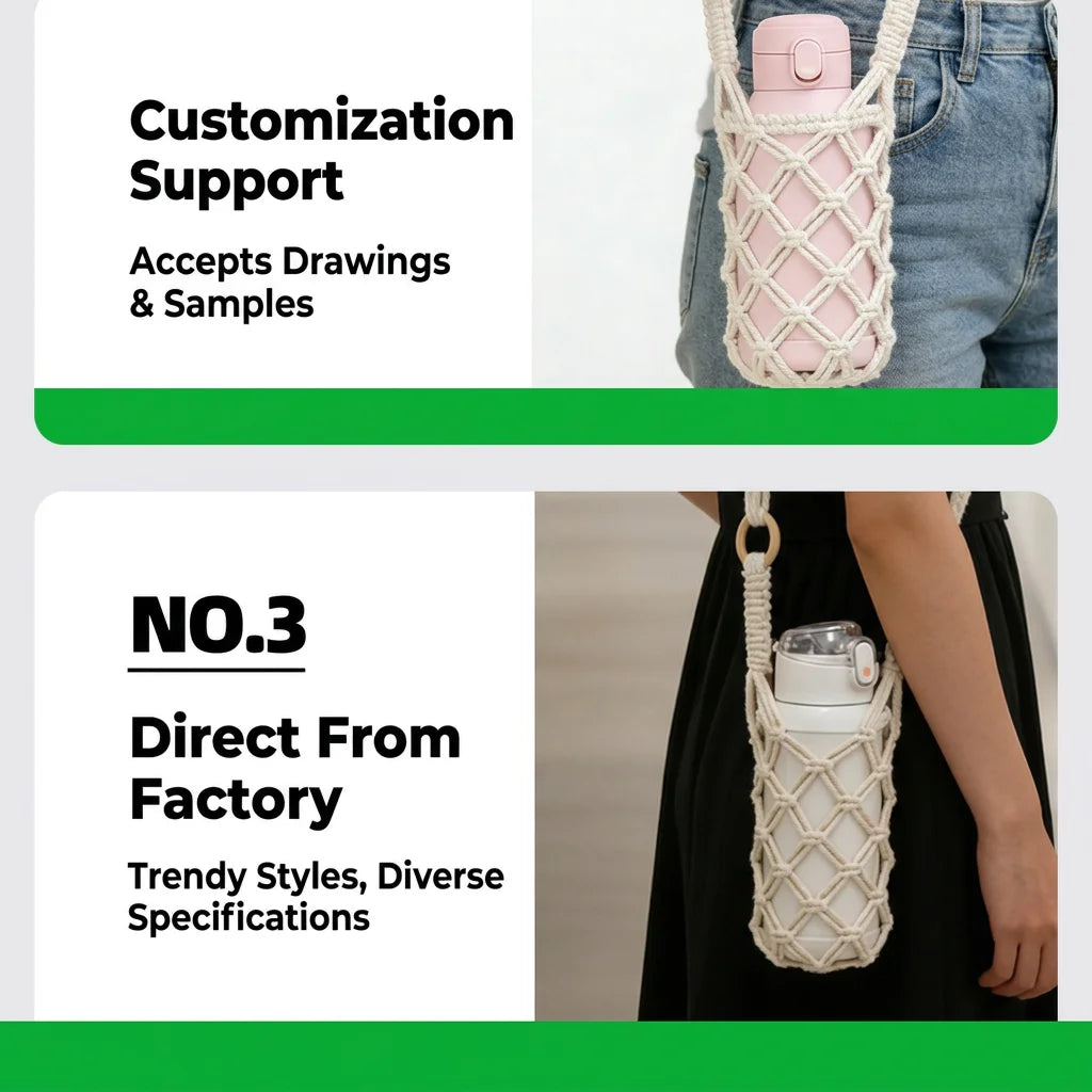 Bohemian Cotton Rope Water Bottle Carrier – Crossbody Bag
