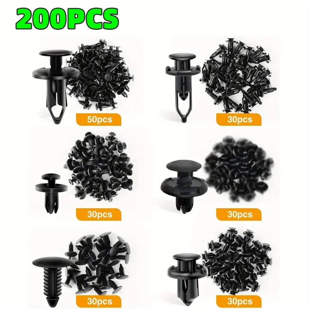 200pcs Car Bumper Push Rivet Clips 6–10mm Universal Mixed Set