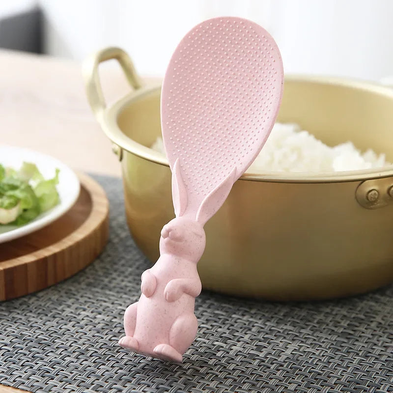 Wheat Straw Rabbit Rice Spoon – Self-Standing Cartoon Shovel