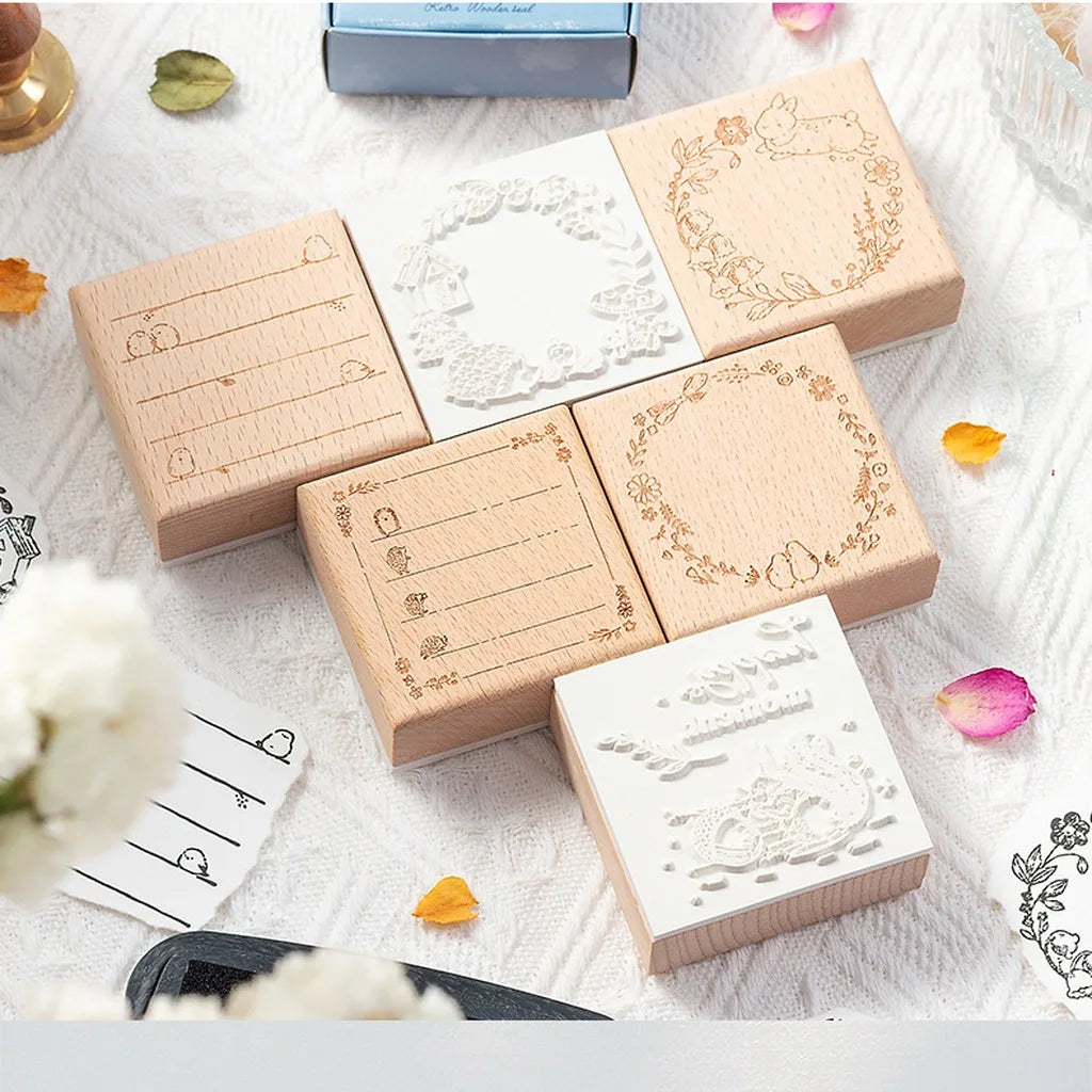 Retro Forest Wooden Rubber Stamp – DIY Scrapbooking & Cards