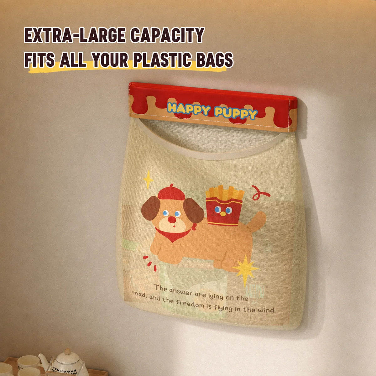 Wall Mounted Storage Bag – Polyester Kitchen Organizer