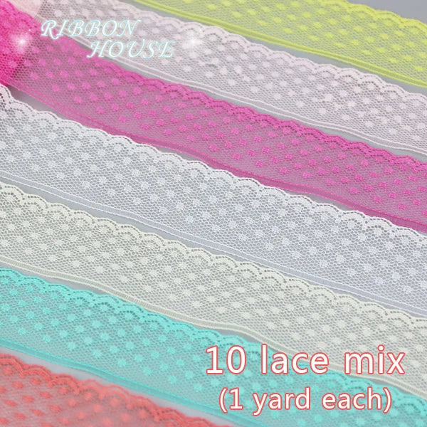 White Lace Ribbon Mix – 10 Styles 10 Yards | Craft & Gift