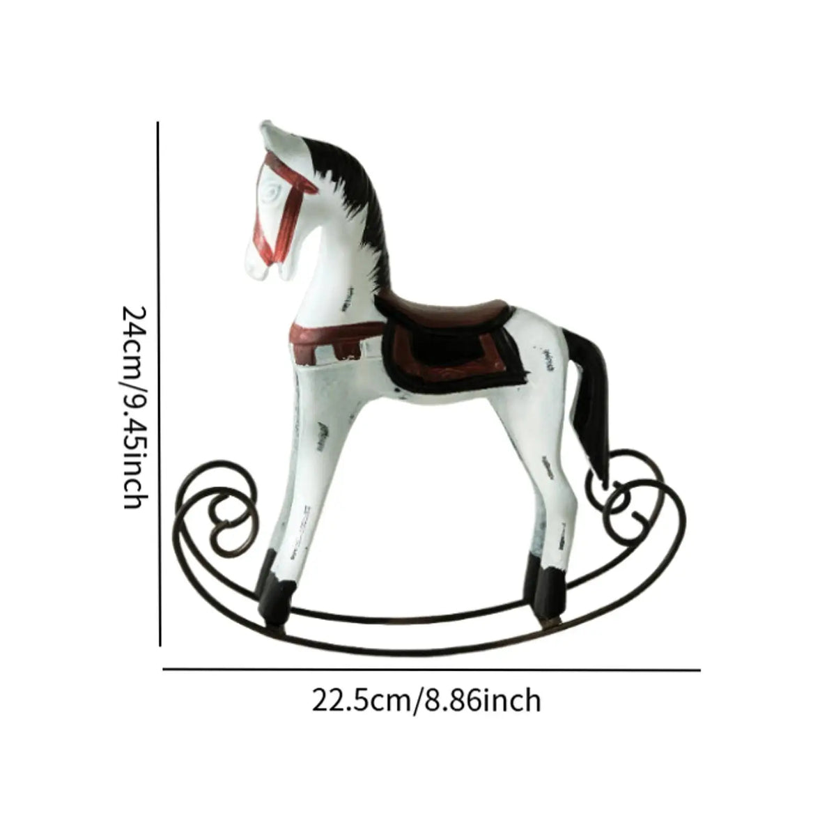Wooden Rocking Horse Statue – Decorative Animal Figurine
