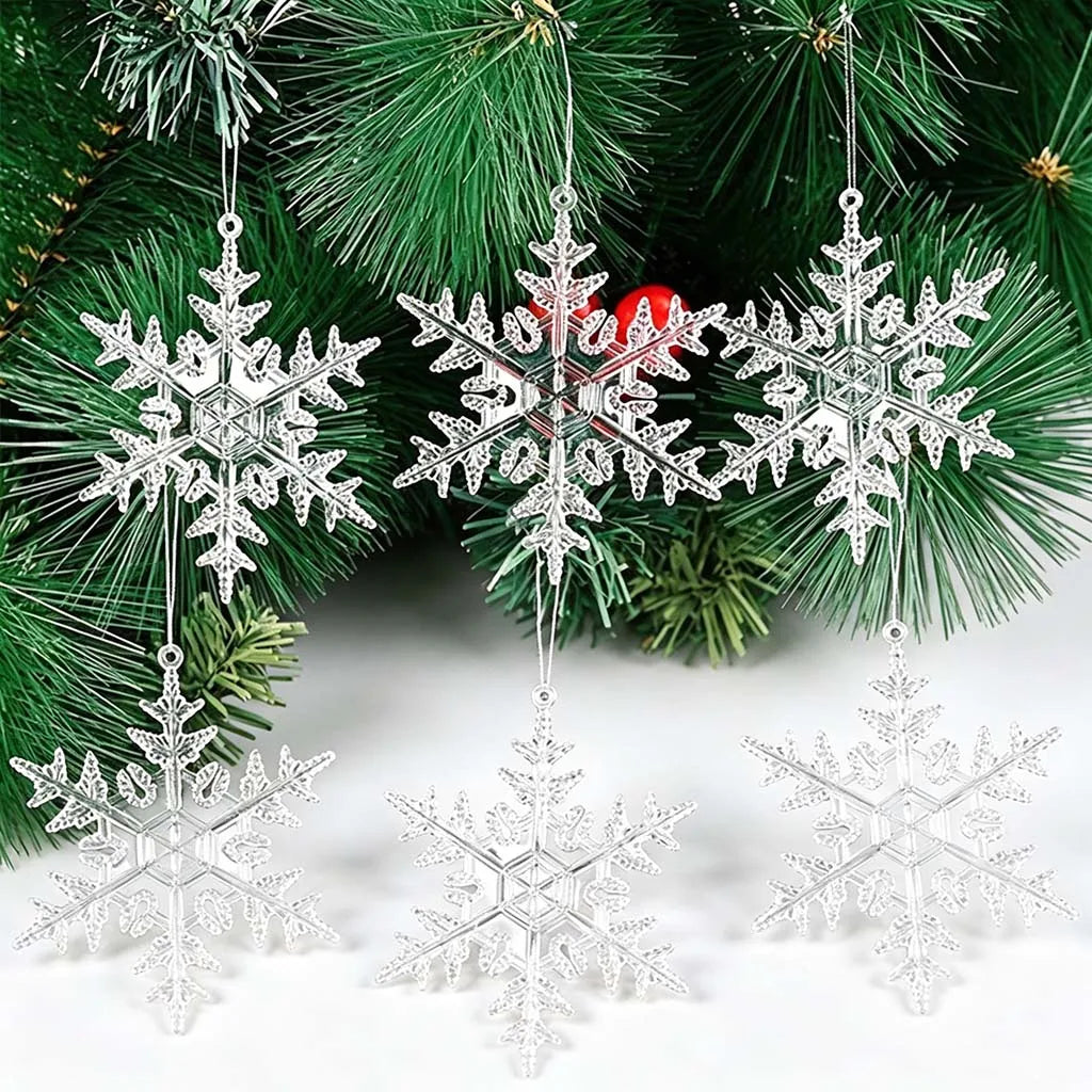 Snowflake Ice Strip Pendants – DIY Christmas Tree Ornaments 6pk