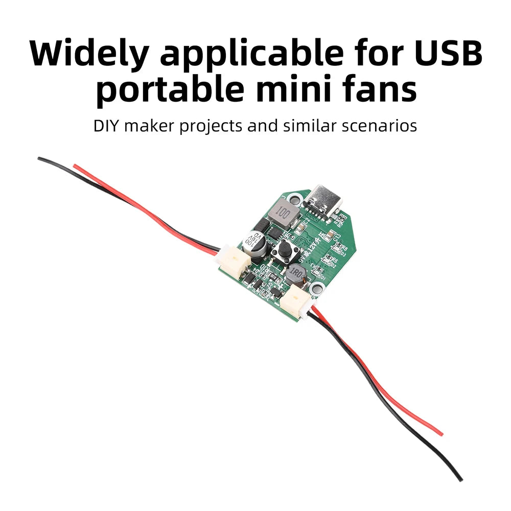 DC 9V/12V 3-Speed Brushless Fan Circuit Board | Type-C USB