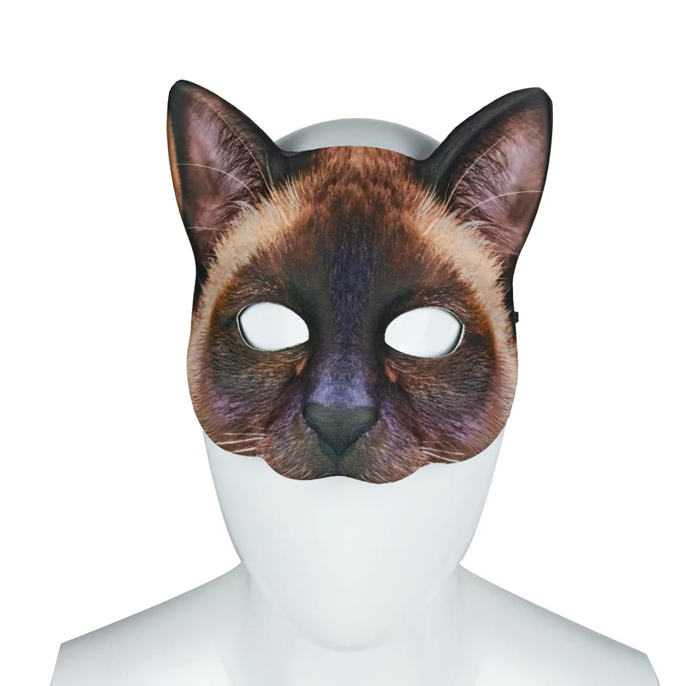 Lifelike Half Face Cat Mask – Unisex Halloween Cosplay Prop