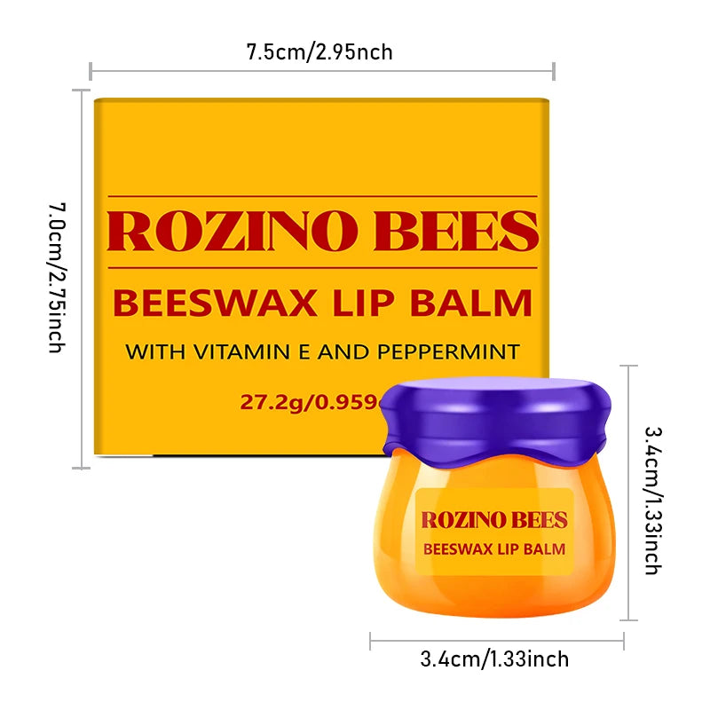ROZINO 4-Piece Honey Pot Lip Balm Set – Beeswax & Vitamin E