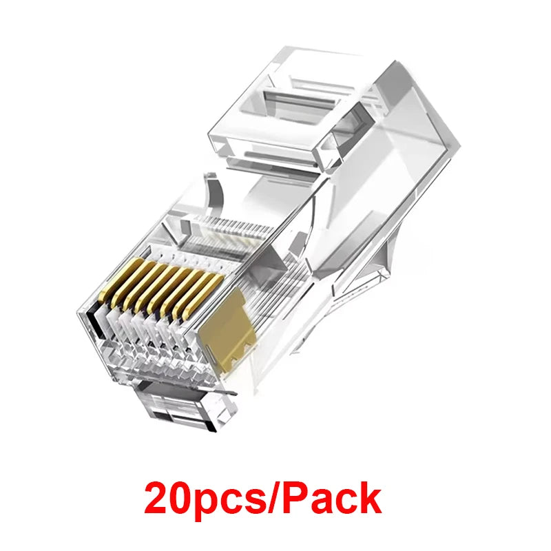 RJ45 Gold-Plated Ethernet Connectors Cat5/Cat5e – 20/50/100 Pack