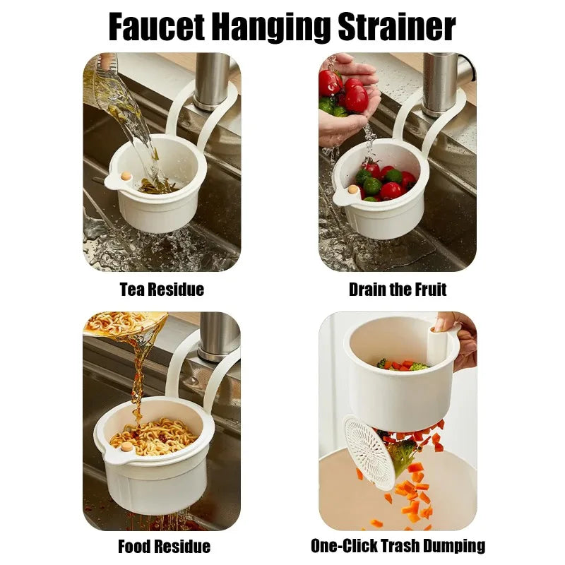 Faucet-Hanging Kitchen Sink Strainer Basket & Waste Catcher