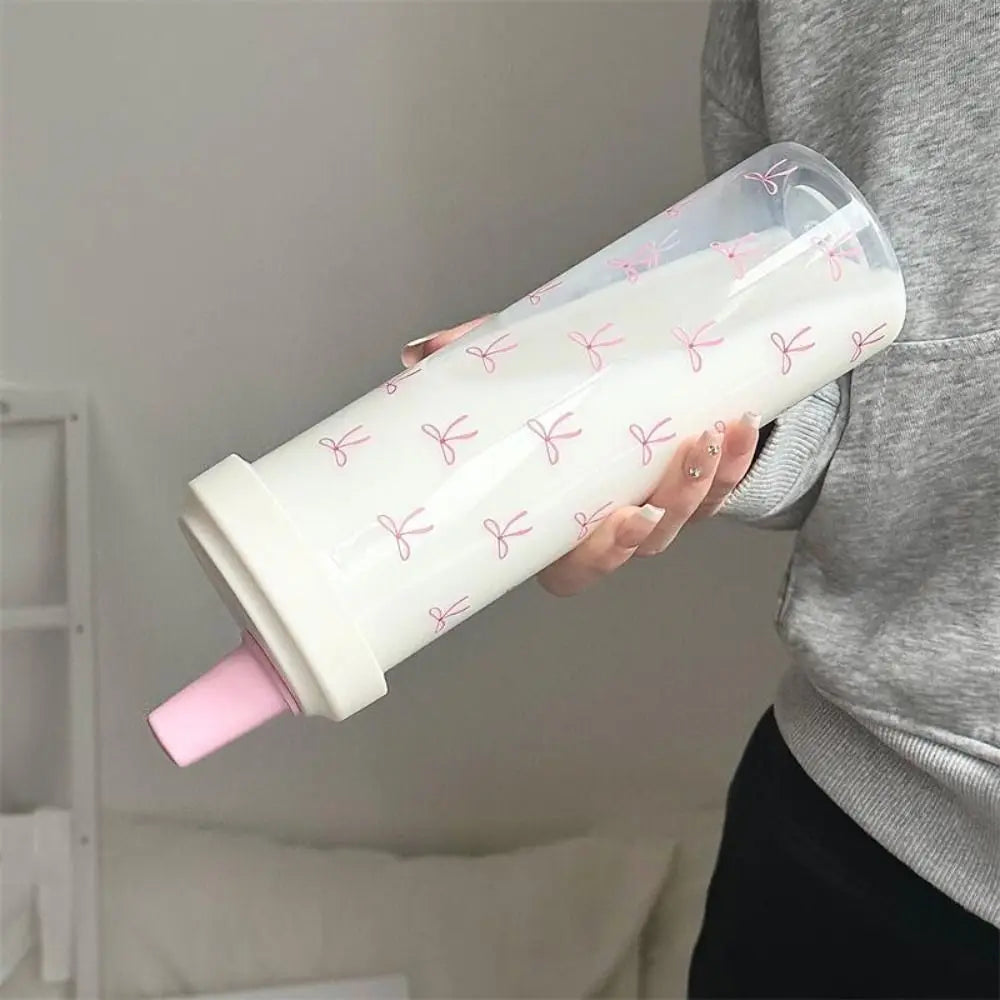 500ml Bowknot Straw Cup – Leak-Proof BPA-Free Water Bottle