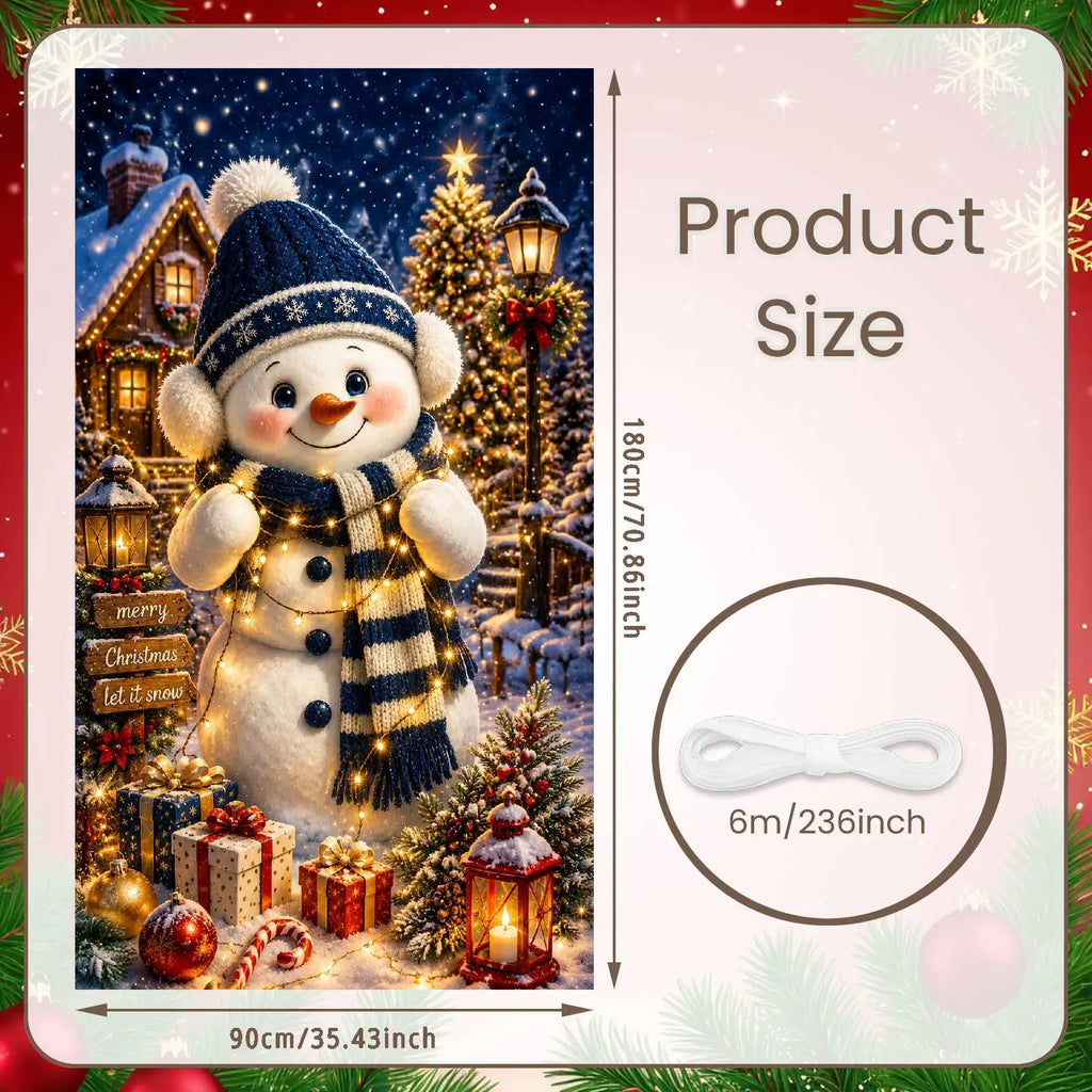 Winter Snowman Christmas Backdrop Banner 180x90cm Holiday