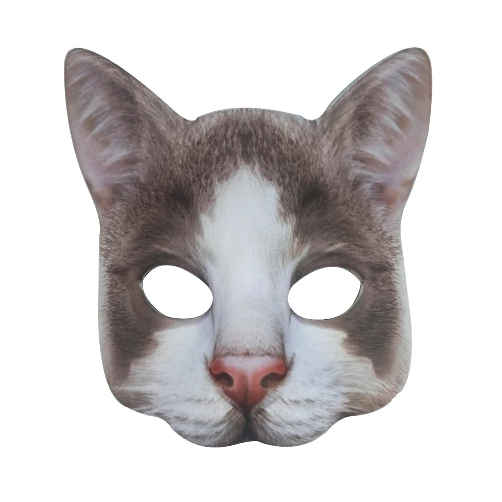 Lifelike Half Face Cat Mask – Unisex Halloween Cosplay Prop