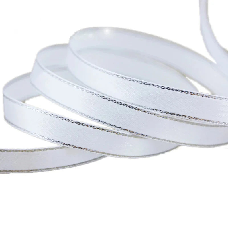White Silver Edge Satin Ribbon 25 Yards – Gift & Holiday Wrap