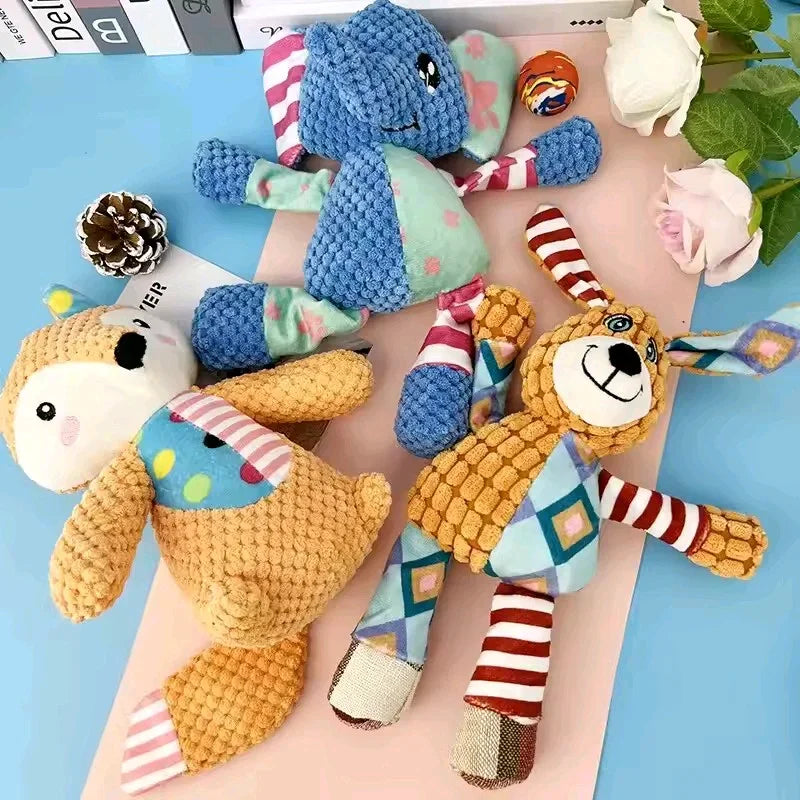 Plush Squeaky Dog Toy – Elephant, Rabbit & Fox Designs