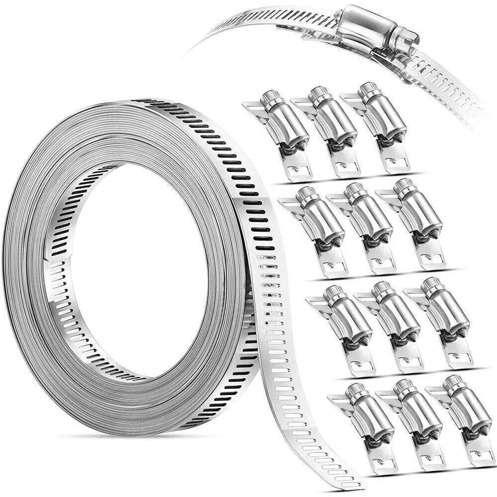 304 Stainless Steel Adjustable Hose Clamp Strap with Fasteners
