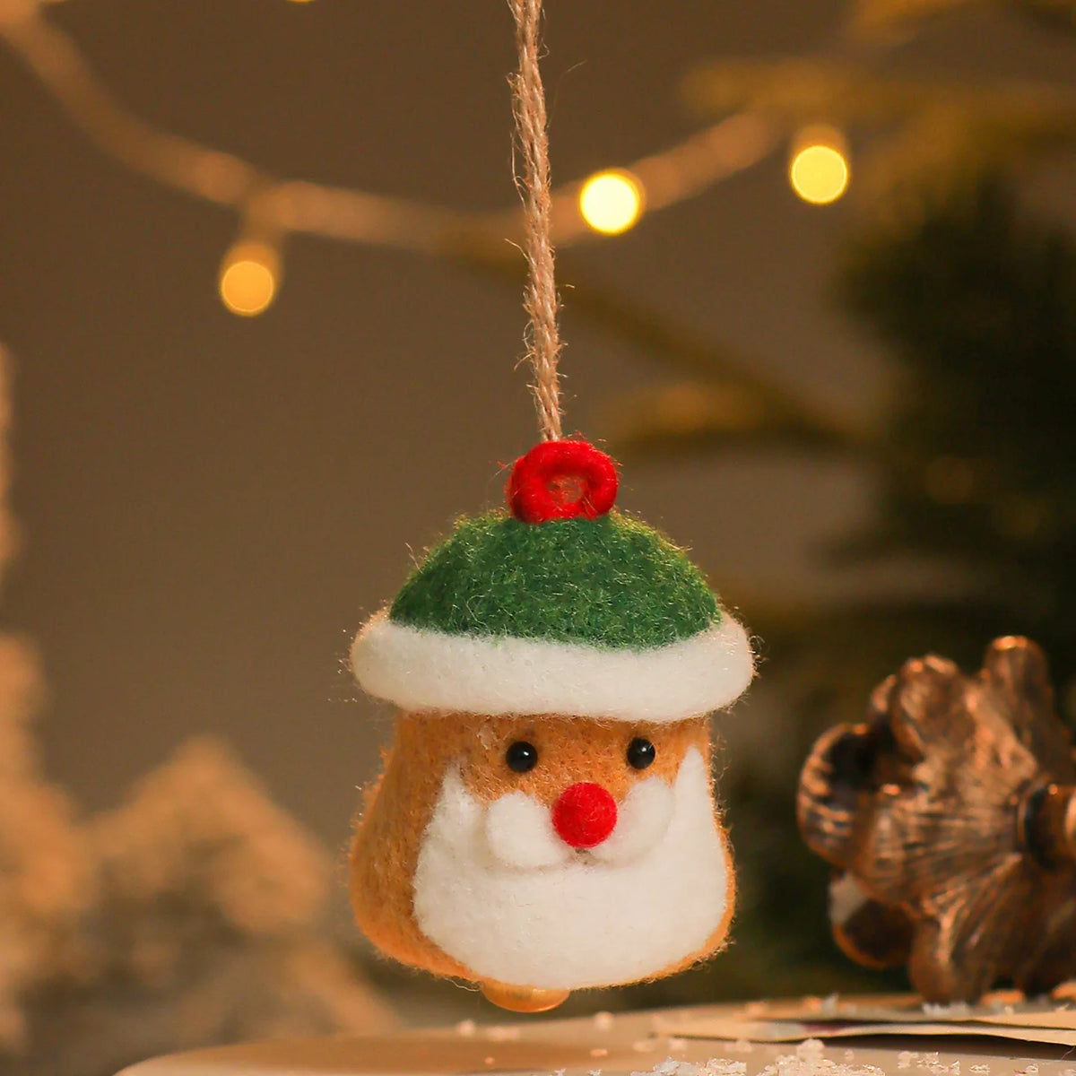 Wool Felt Christmas Bell Ornaments – Santa & Snowman