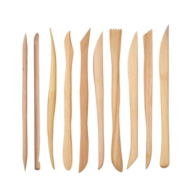 10-Piece Wooden Clay Sculpting & Carving Tool Set
