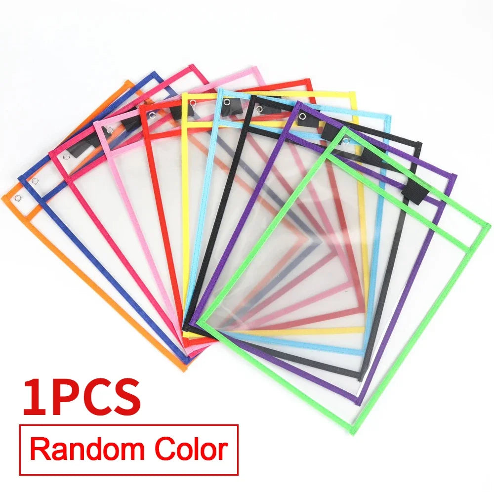 Clear Dry Erase Pocket Sleeves – Reusable PVC Folders 1/5 Pack