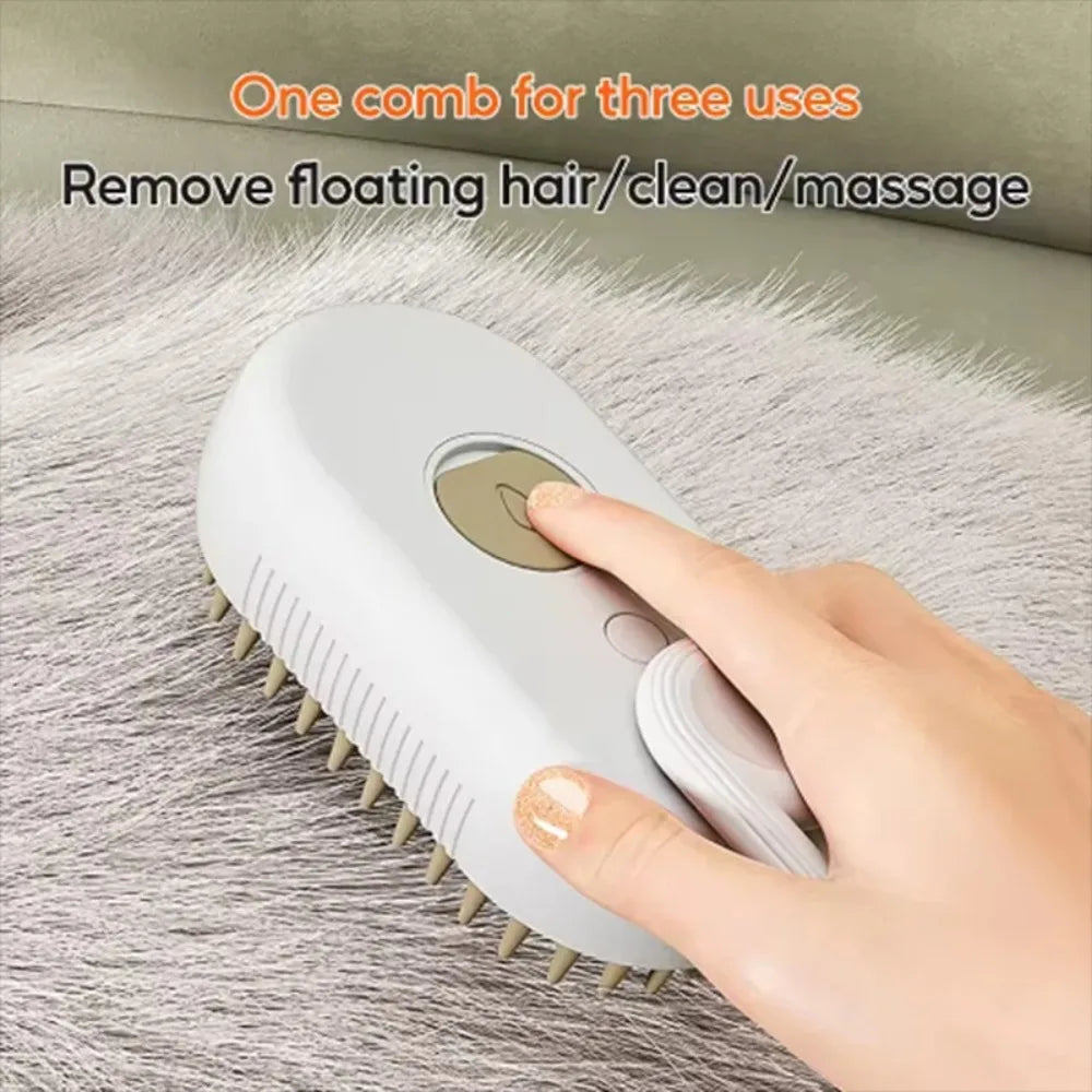 Cat Steam Spray Grooming Brush – Folding Massage & Deshedding Comb