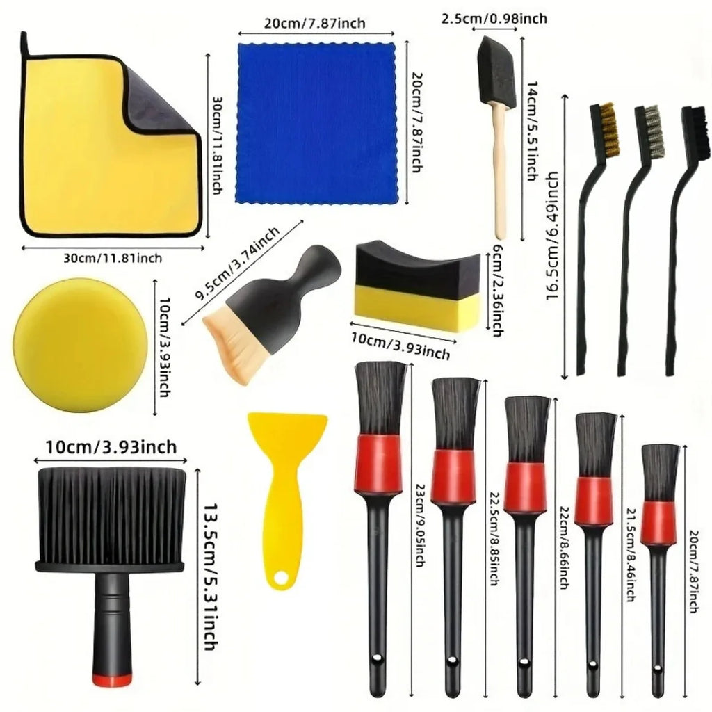Car Cleaning Care Set – Brush, Waxing Sponge & Wash Cloth