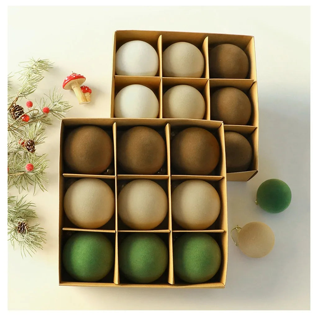 Velvet Flocked Christmas Ball Ornament Set | Tree & Mantel