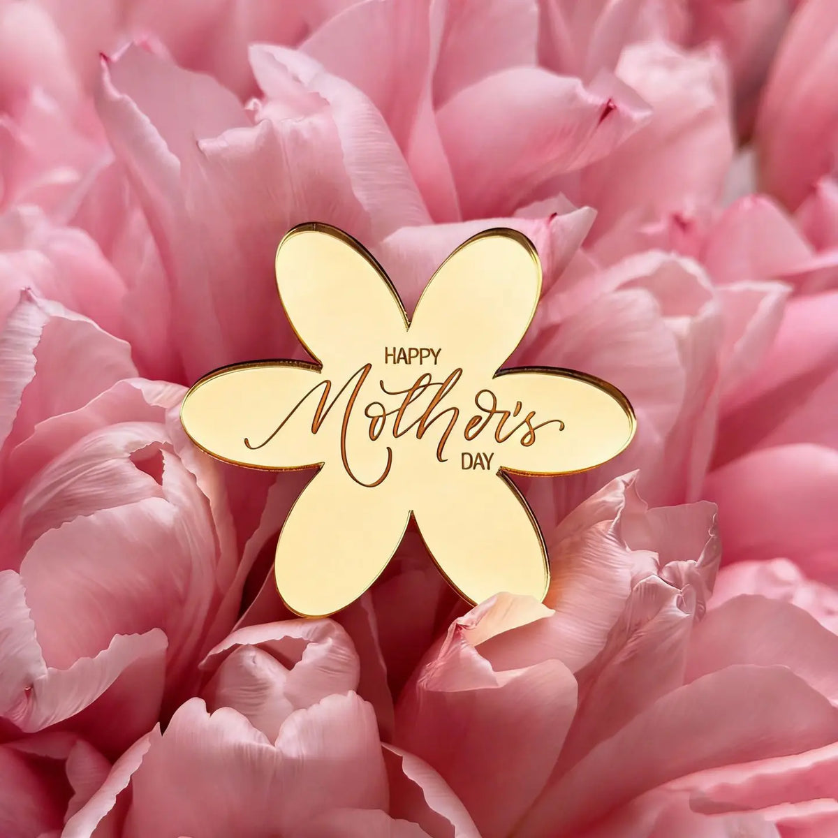Happy Mother's Day Gold Acrylic Cake Topper | Mirror Finish