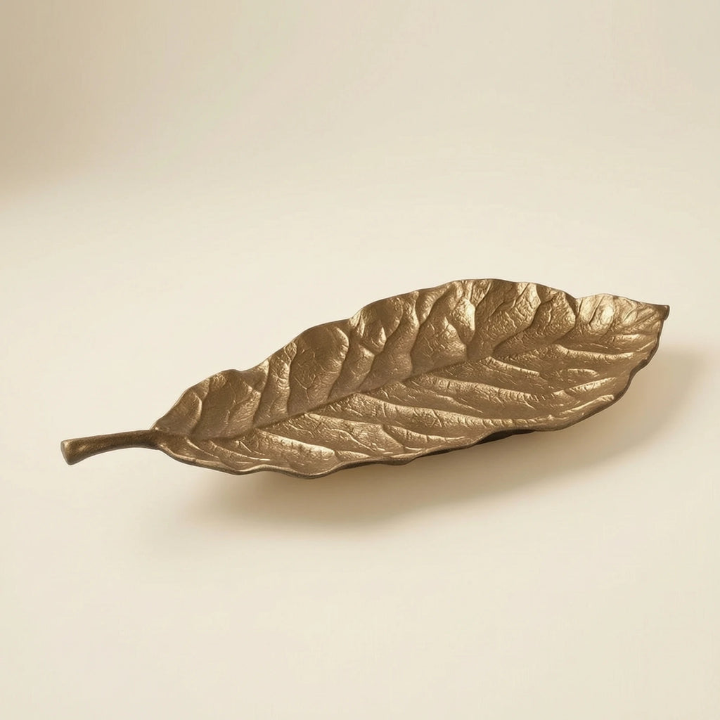 Cast Aluminum Leaf Tray | Decorative Metal Catchall Dish