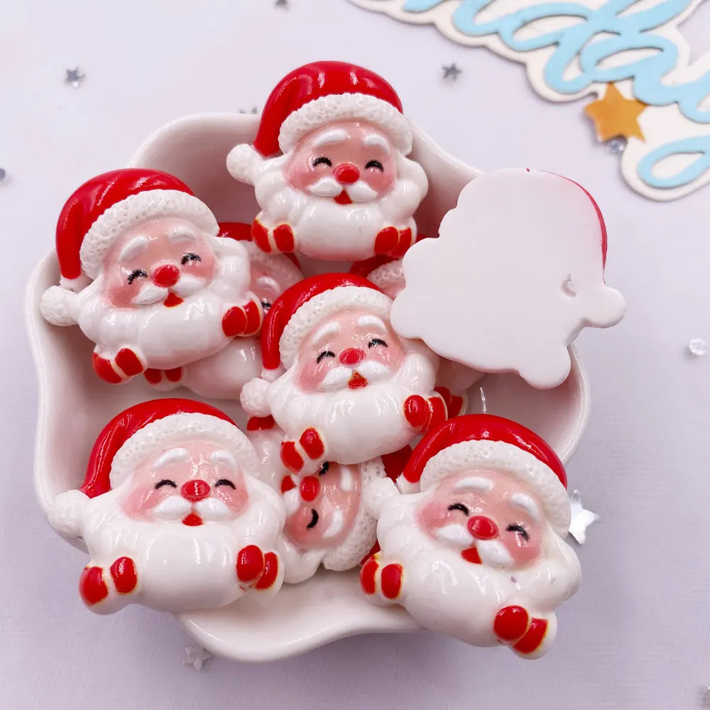 6-Piece Resin Christmas Figurines – Santa, Bear, Elk DIY Crafts
