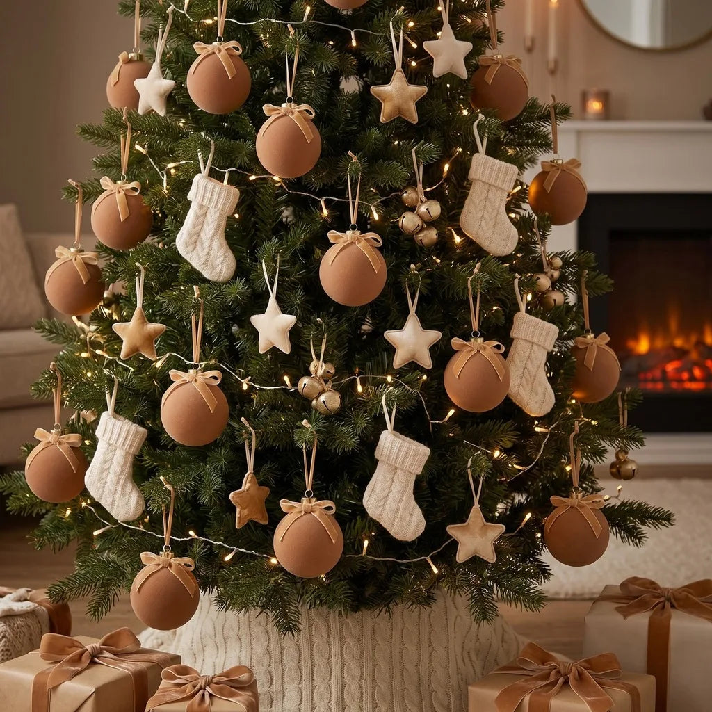 9-Piece Flocked Christmas Ball Ornament Set | Holiday Baubles