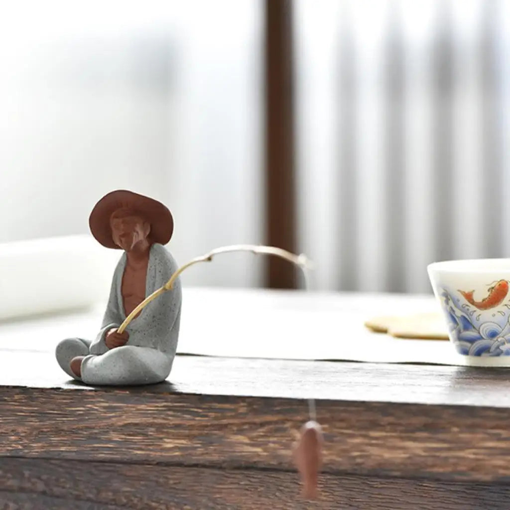 Kesoto Ceramic Tea Pet Figurine | Jiang Taigong Zen Desk Statue