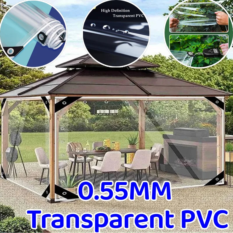 0.55mm Transparent PVC Tarpaulin – Waterproof Windproof Cover